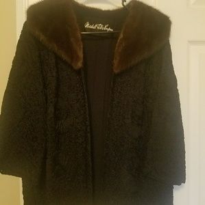 Vintage coat lamb with mink collar